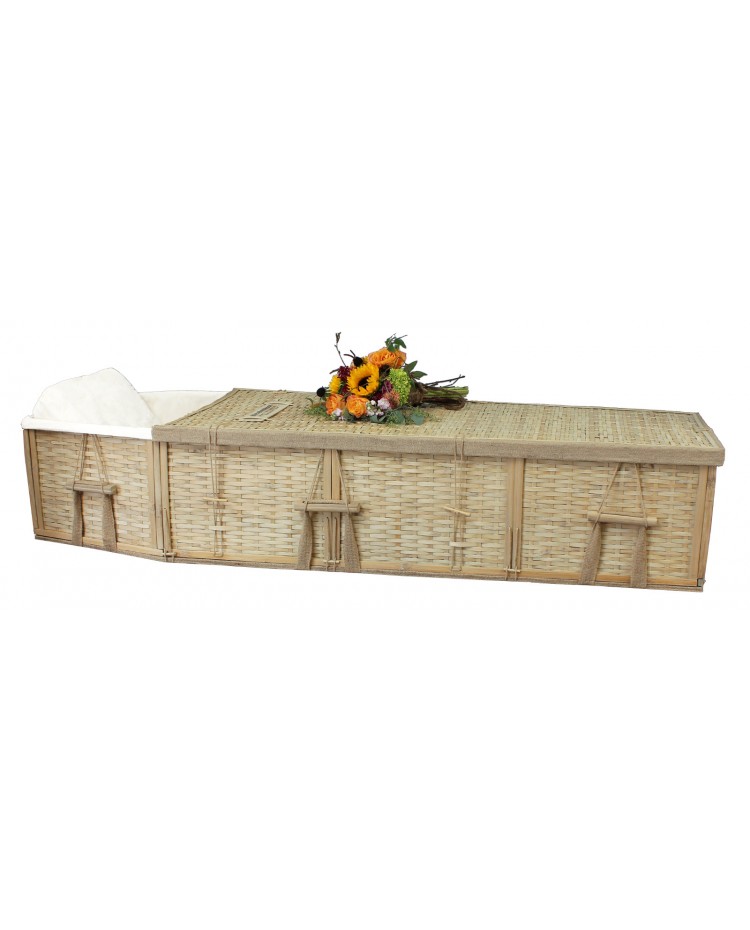 SixPoint Adult Bamboo Coffin with Plaque Green Burials